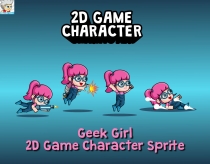 Geek Girl 2D Game Character Sprite Screenshot 1