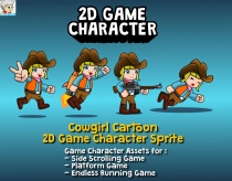 Cowgirl Cartoon 2D Game Character Sprite Screenshot 1