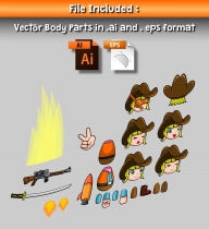 Cowgirl Cartoon 2D Game Character Sprite Screenshot 3