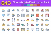 640 Cinema Isolated Vector Icons Pack Screenshot 1