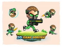 Green Cyborg 2D Game Sprites Screenshot 1
