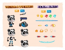 Panda Warrior 2D Game Character Sprites Screenshot 3