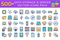 500 Data Storage & Server Vector Icons Pack Screenshot 1
