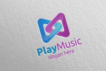 Abstract Music Logo With Note And Play Concept Screenshot 1