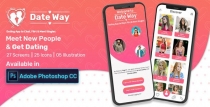 Date Way- Dating App UI - PhotoShop PSD Screenshot 1