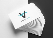 Creative V Letter Blue Wave Logo Design Screenshot 1