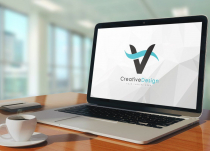 Creative V Letter Blue Wave Logo Design Screenshot 2