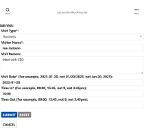 Office Visits Logbook Plugin for WordPress Screenshot 3