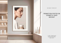 Promotion Poster on Cosmetic Shop Mockup PSD Screenshot 3