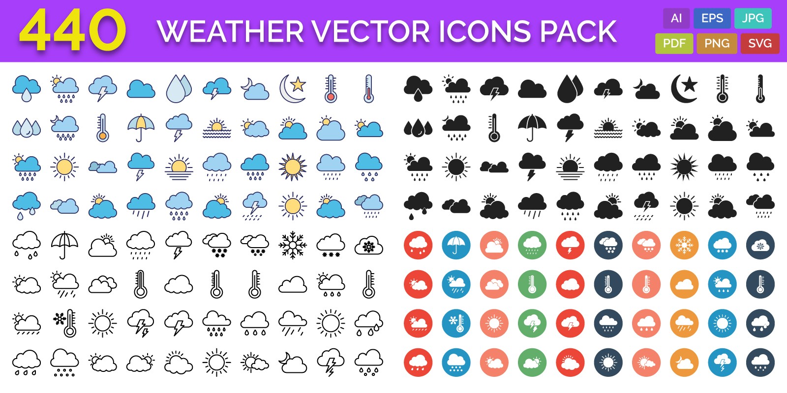 440 Weather Vector Icons Pack