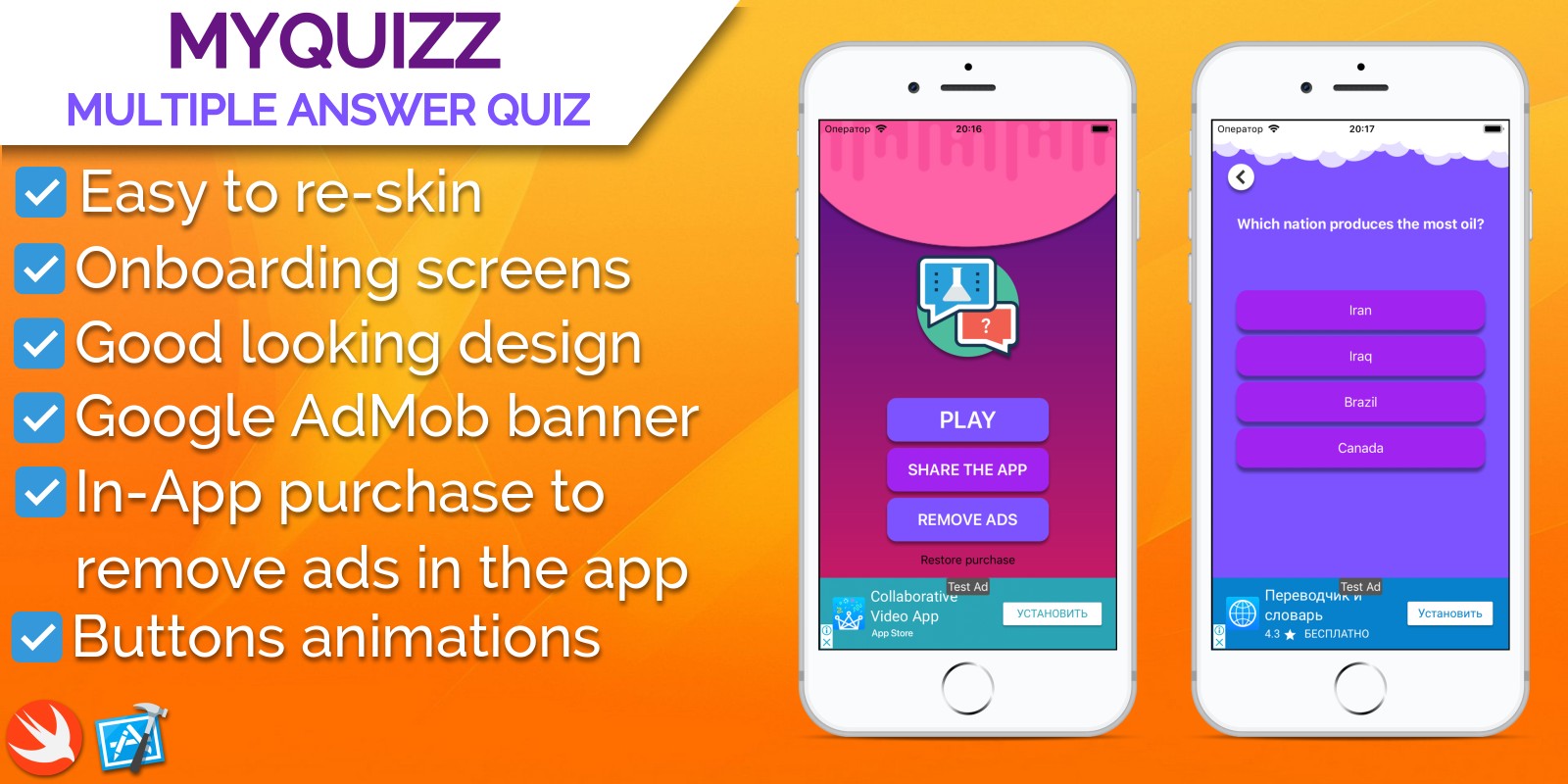 MyQuizz - iOS Multiple Answer Quiz Game