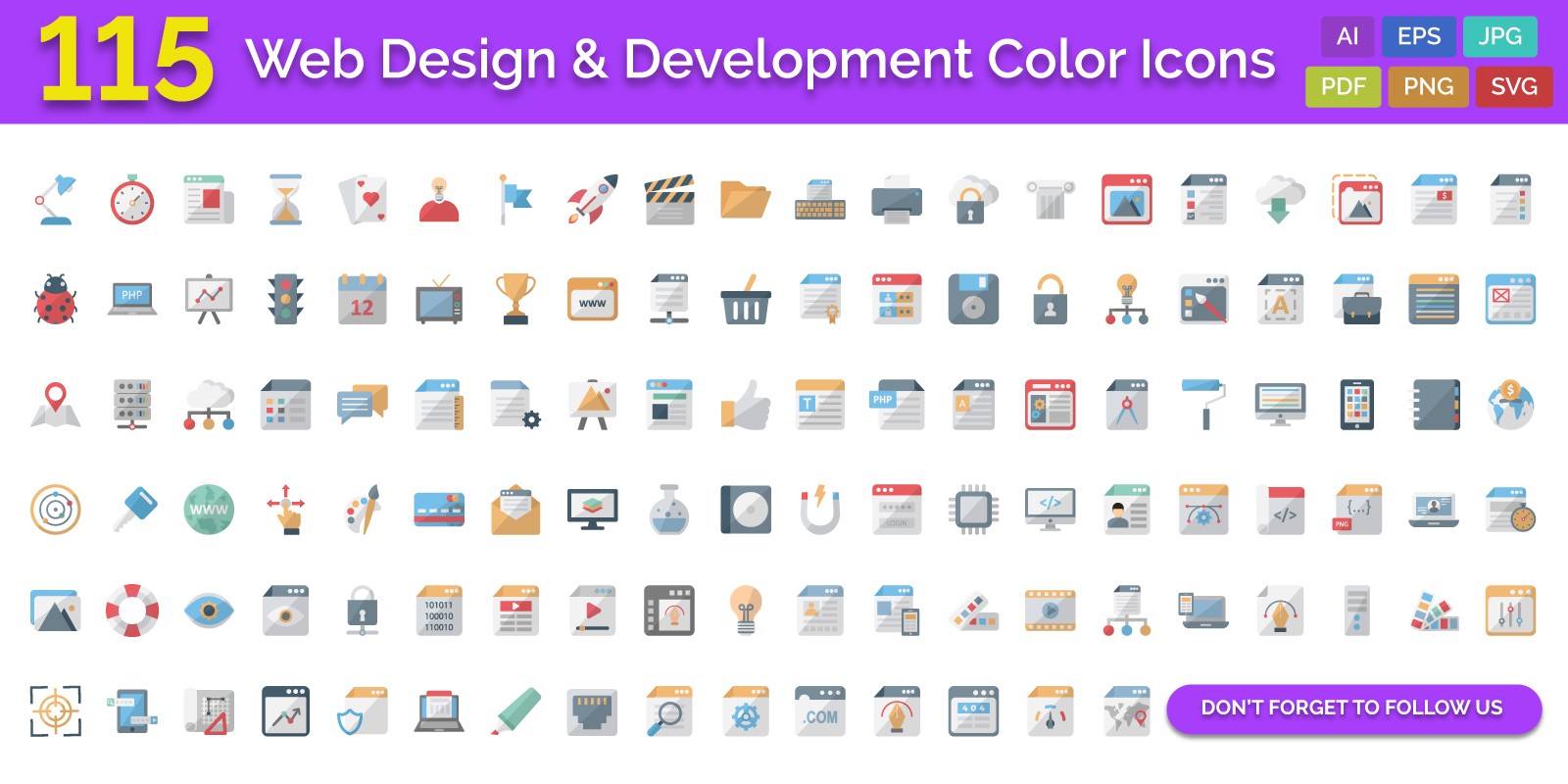 115 Web Design and Development Color Icons