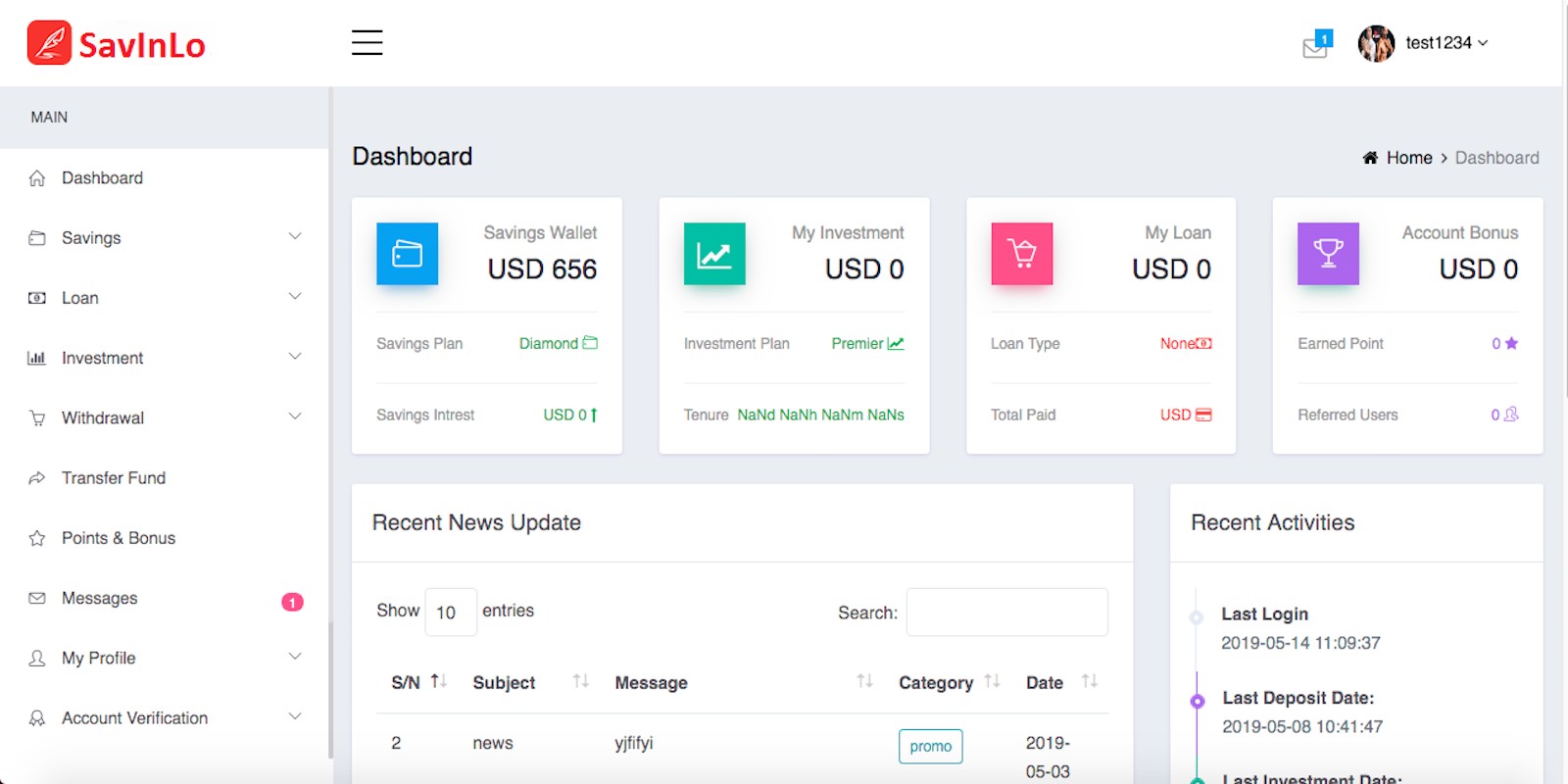 SavinLo - Savings Loan Investment Script