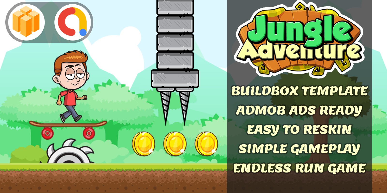 Super Boy Jungle Run - Buildbox Template