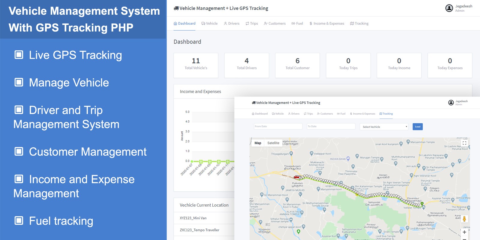 Vehicle Management System With GPS Tracking PHP