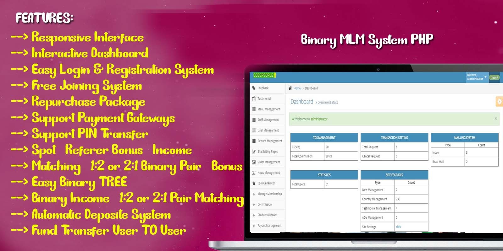 Binary MLM System PHP