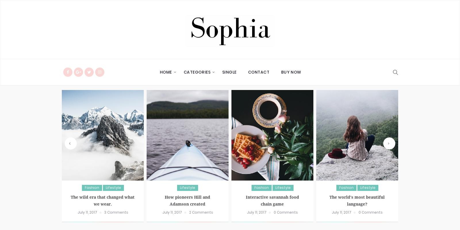 Sophia Personal WordPress Blog Theme