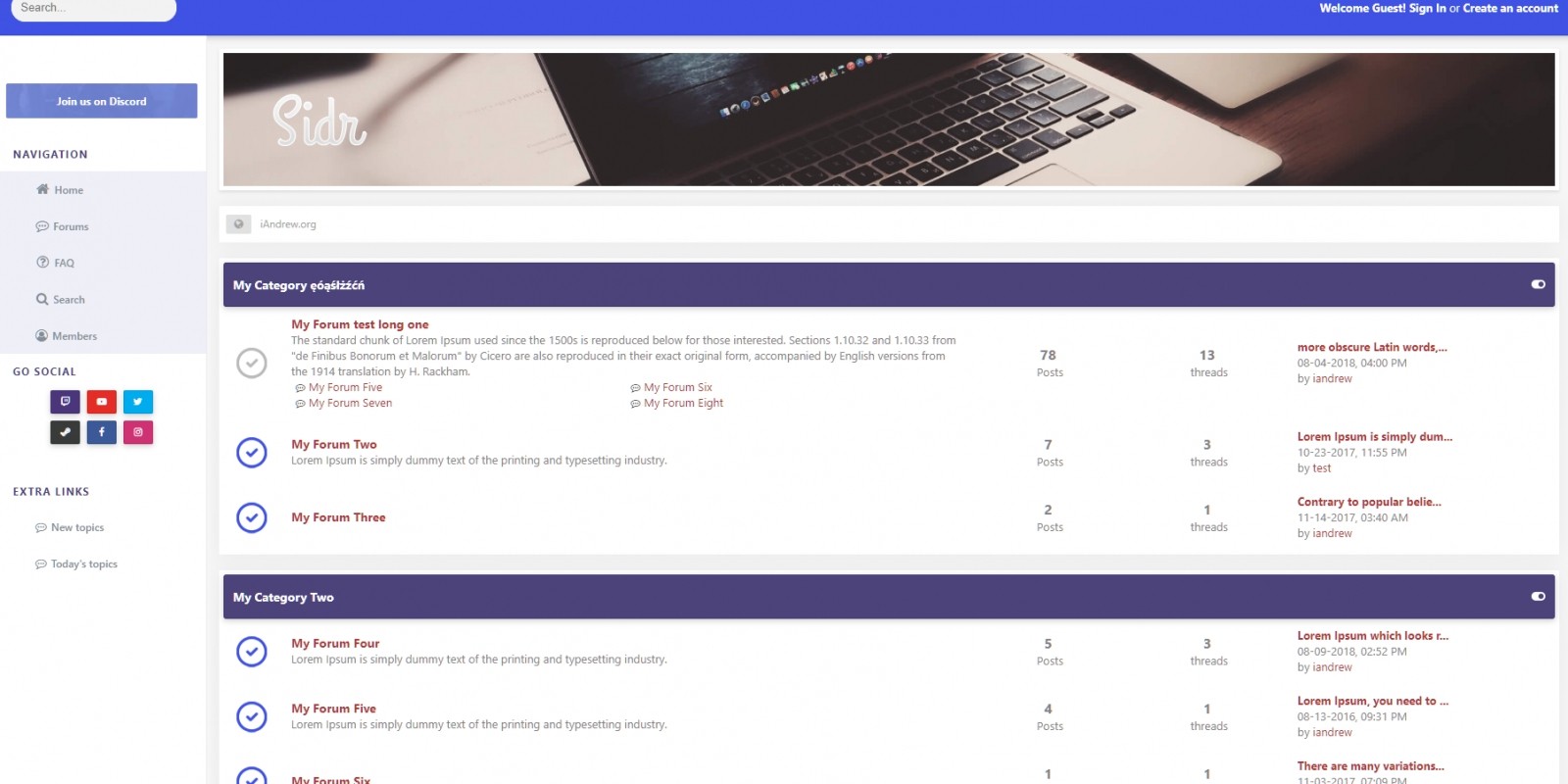 Sidr- light And Dark Responsive MyBB Theme