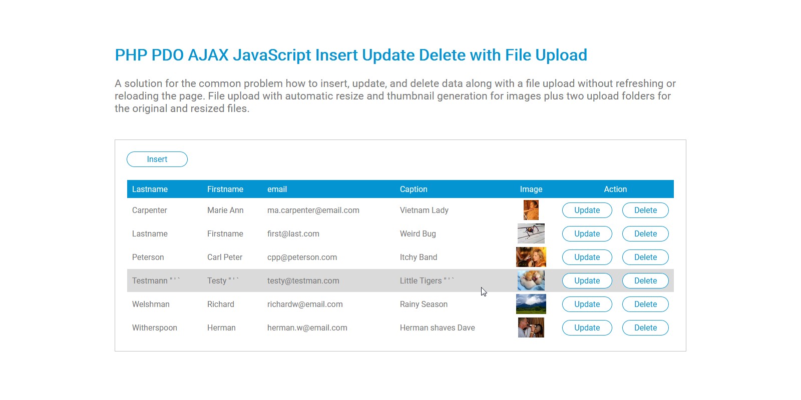 PHP PDO AJAX File Upload