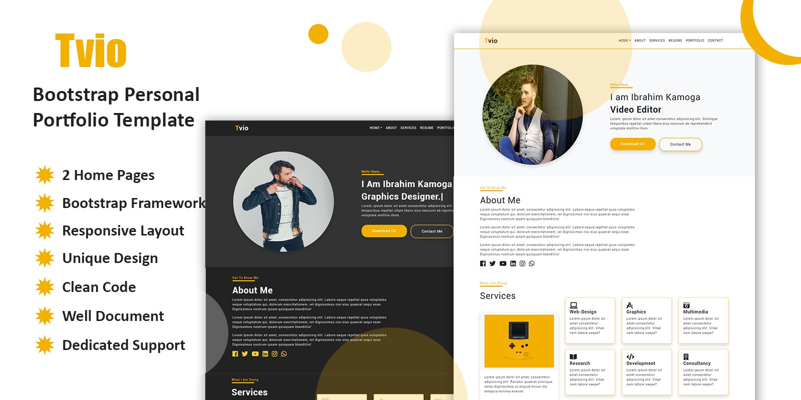 Tvio Responsive Portfolio Bootstrap Template