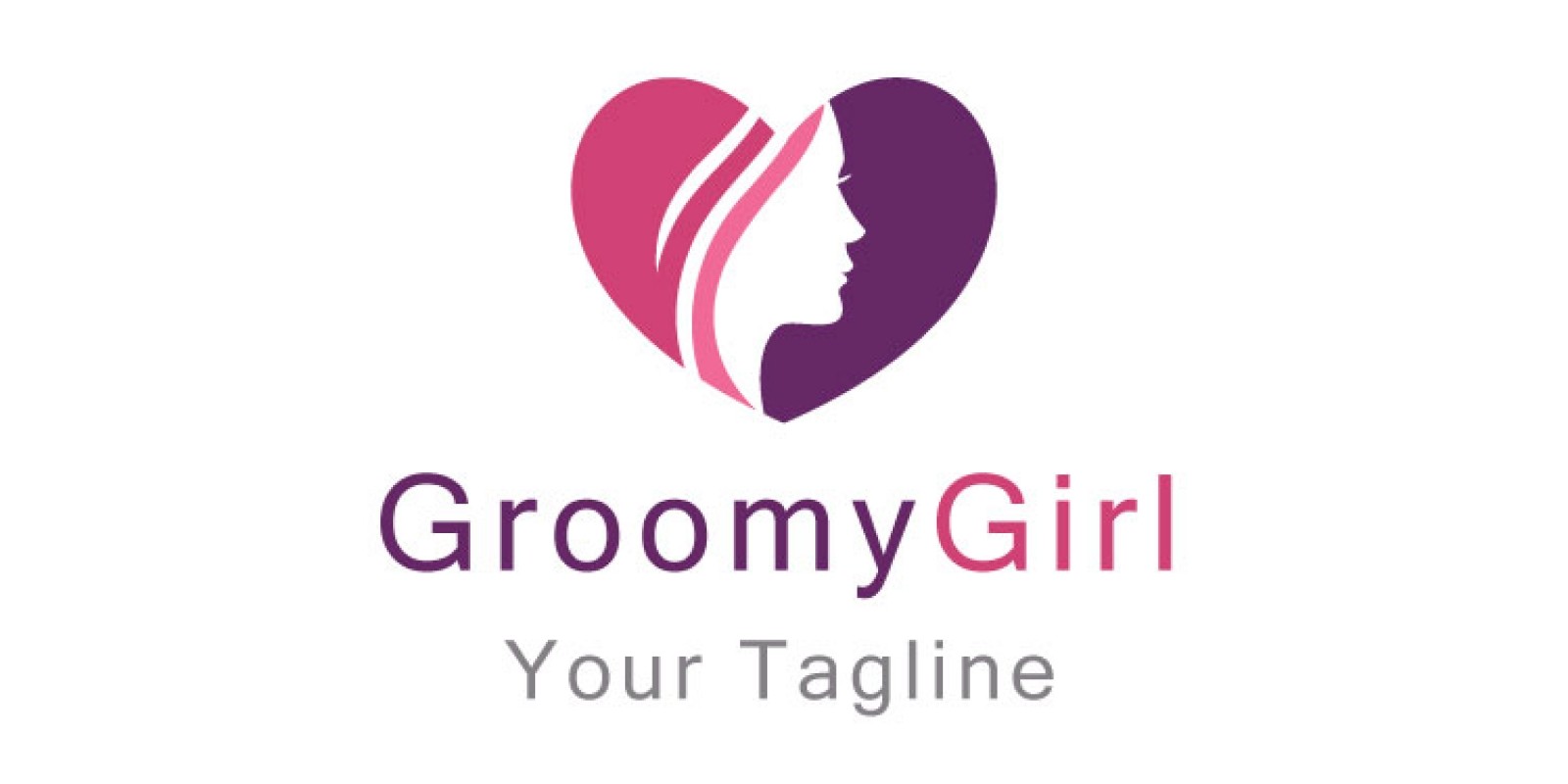 Girl in Heart Shape Logo