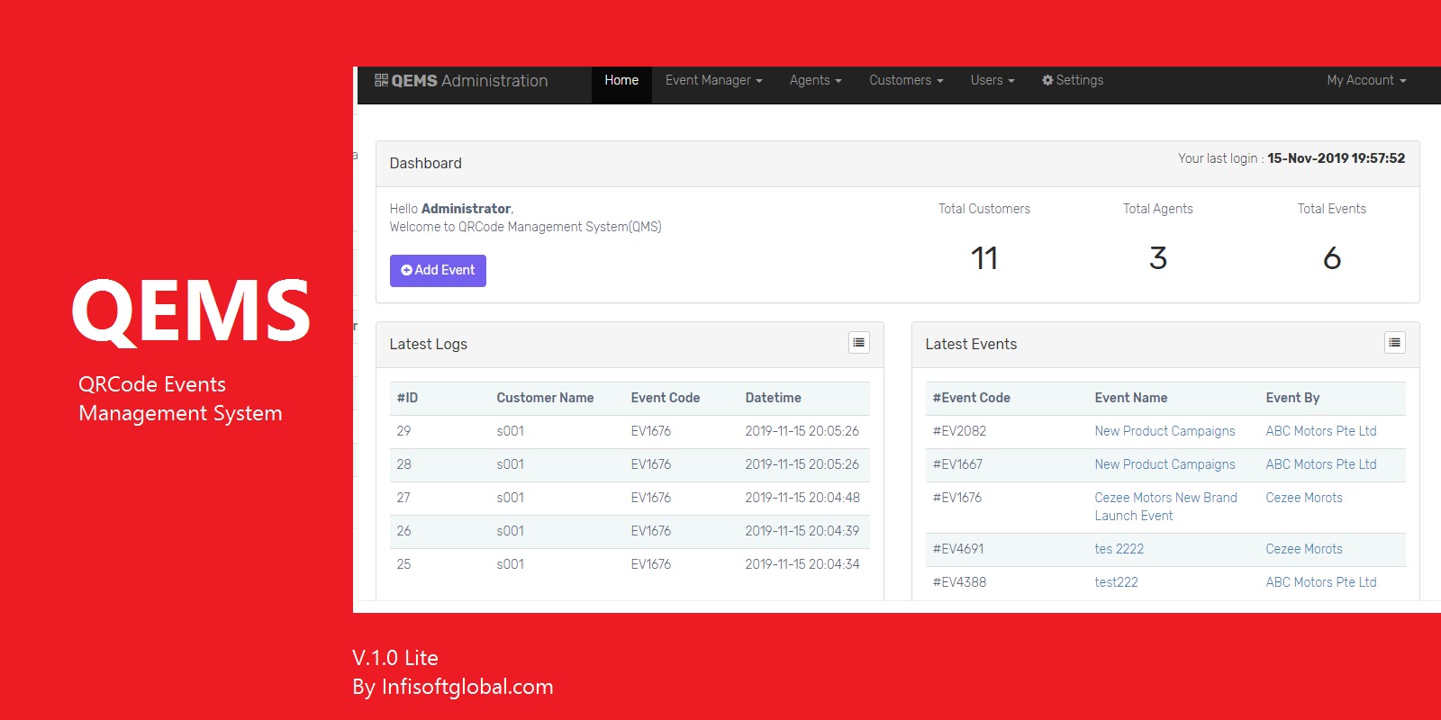 QEMS - QRCode Event Management System