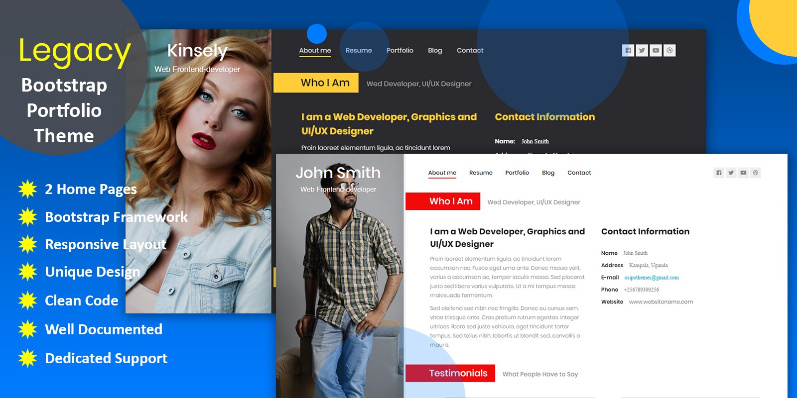 Legacy Responsive Bootstrap Portfolio Template