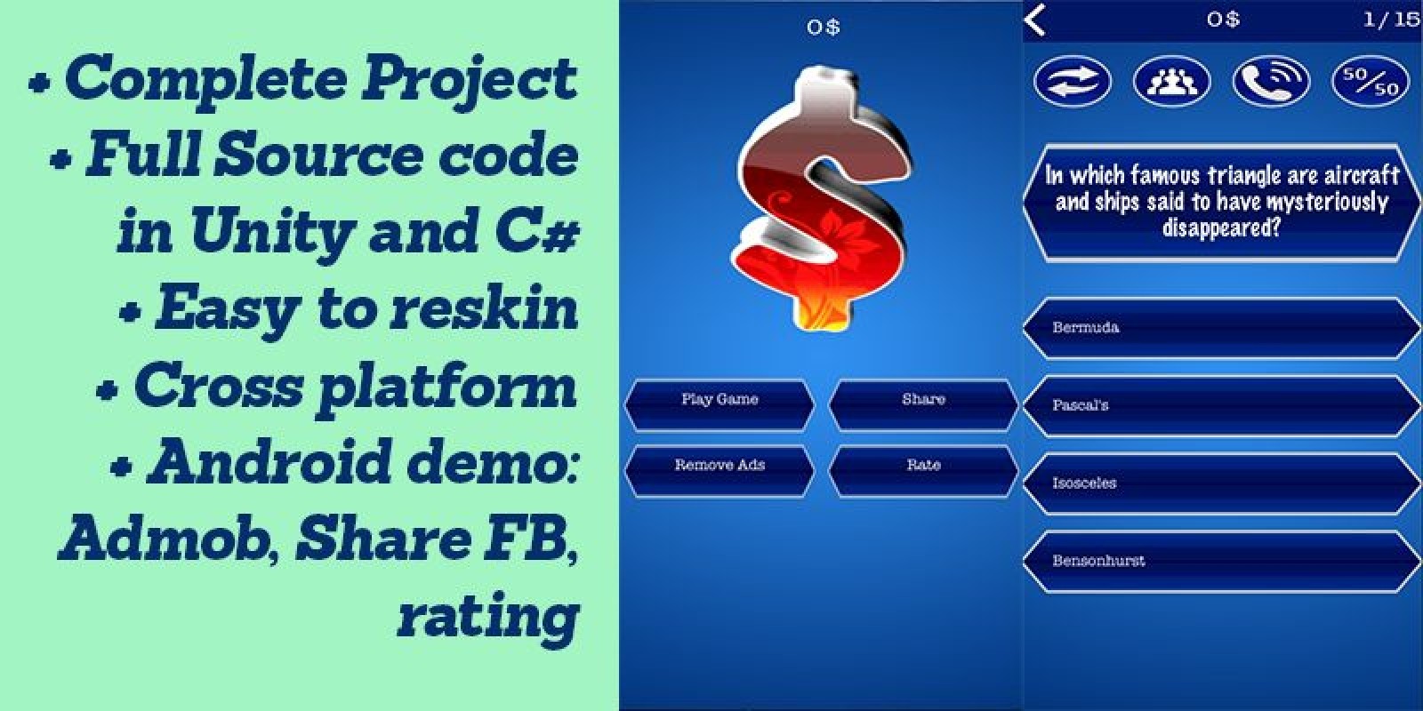 Millionaire - Questionnaire Unity Source Code