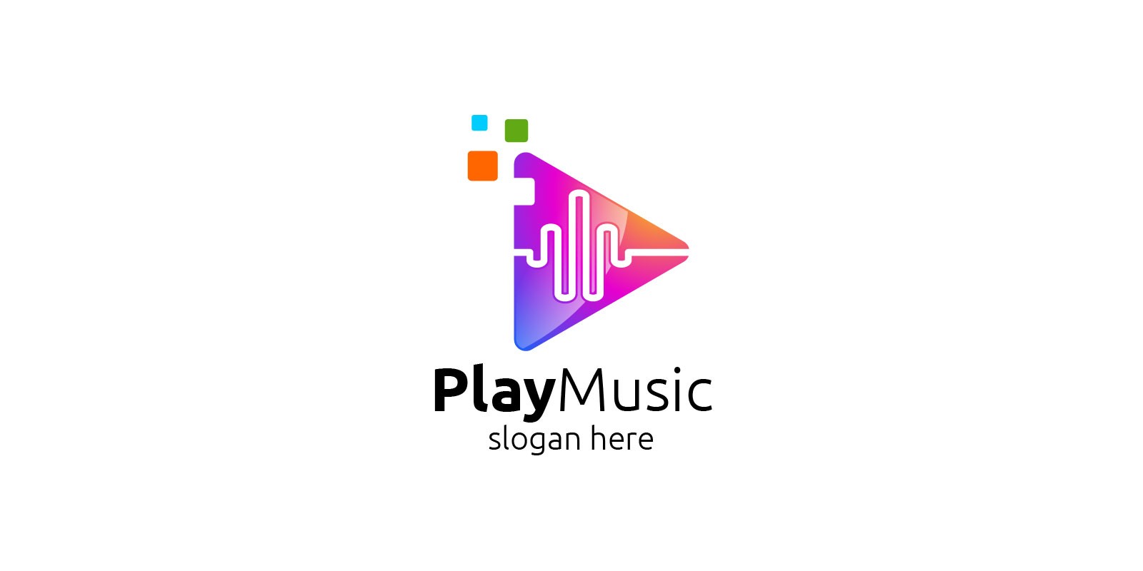 Abstract Music Logo with Note and Play Concept