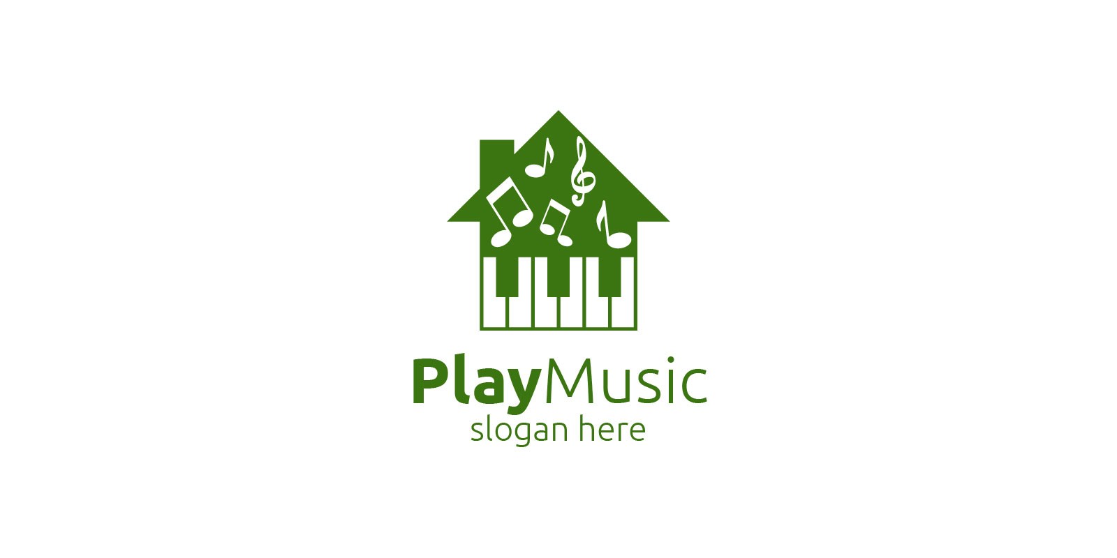 Music Logo with Note and House Concept