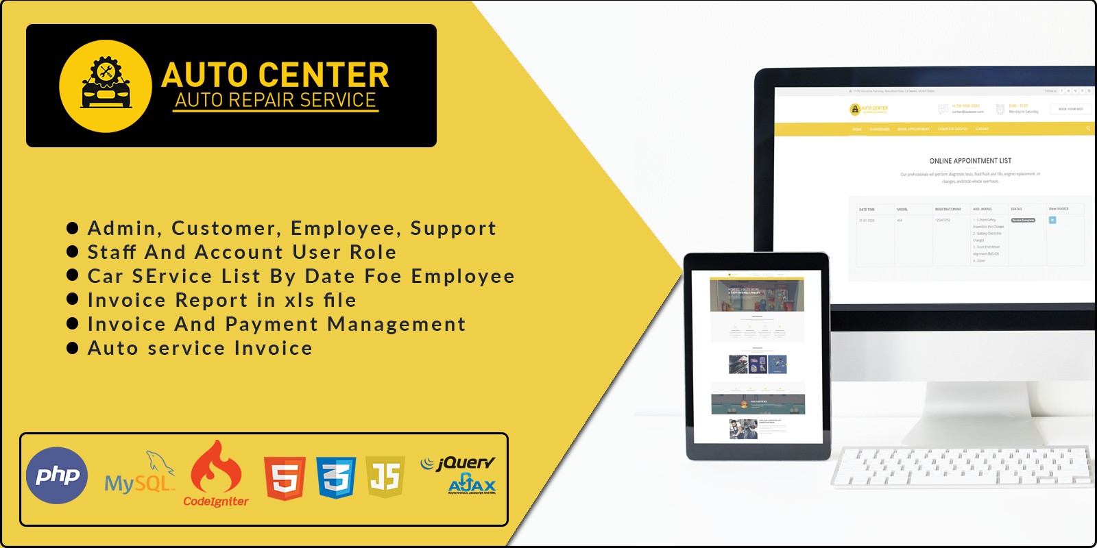 Auto Center - Garage Management Software PHP