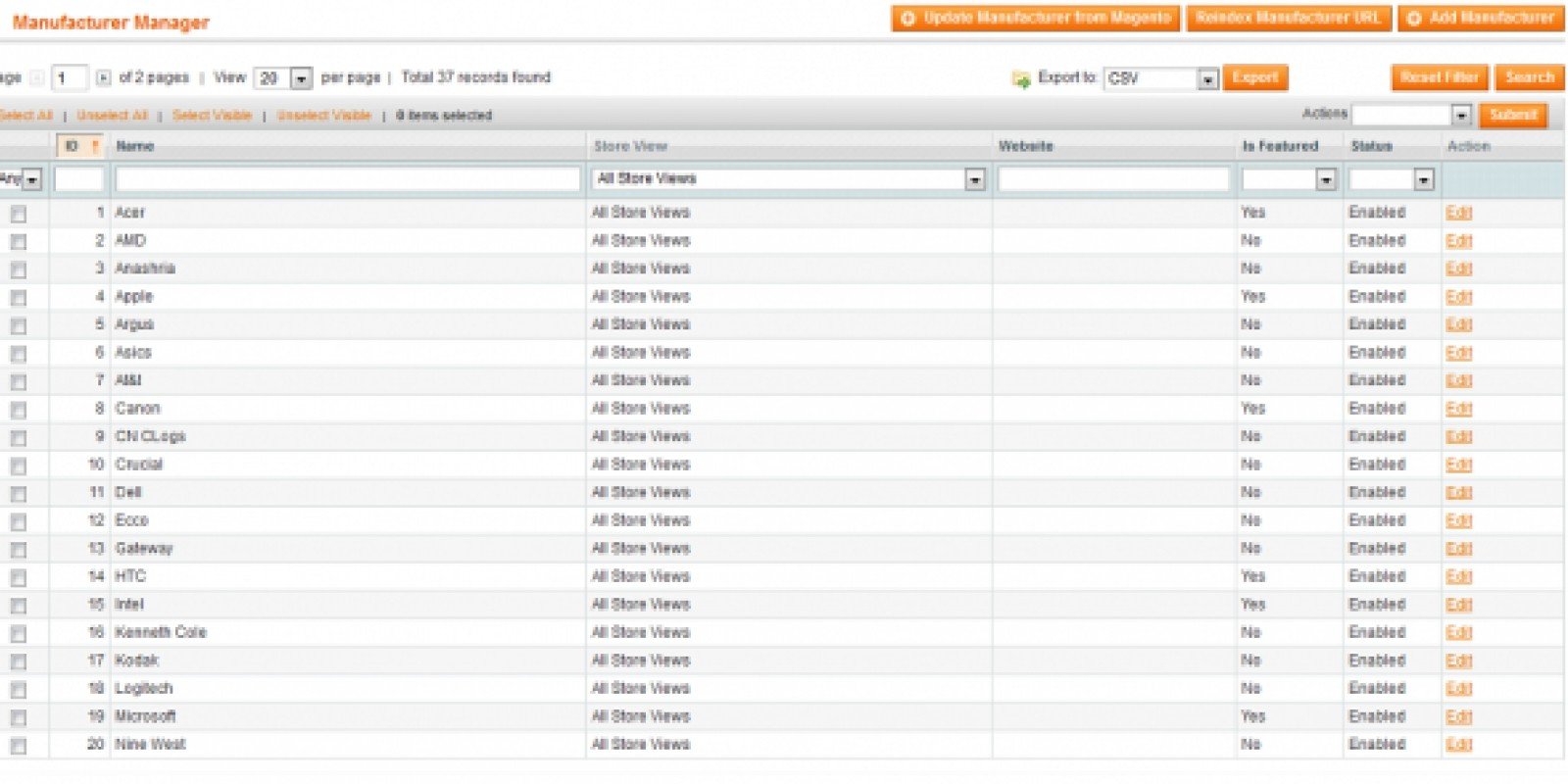 Search by Manufacturer - Magento Extension