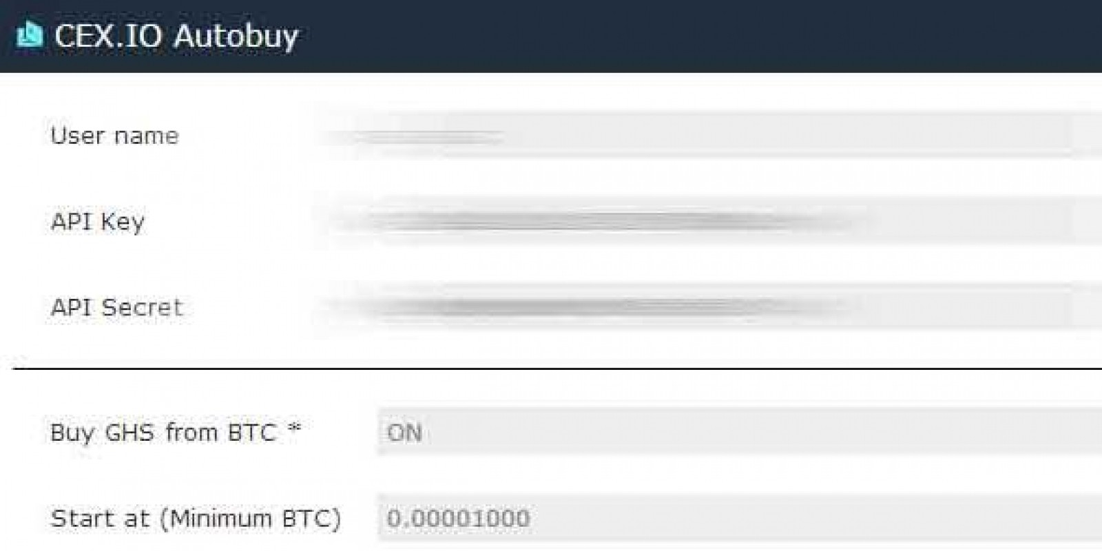 CEX.IO Bitcoin Autobuy GHS Script using Javascript