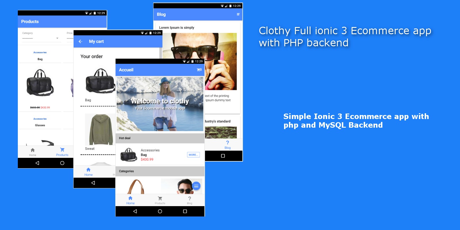 Clothy Ionic 3 Ecommerce App With PHP backend