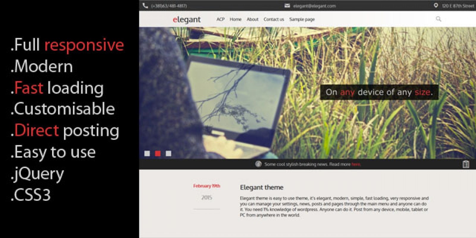 Elegant - Responsive WordPress theme with CMS