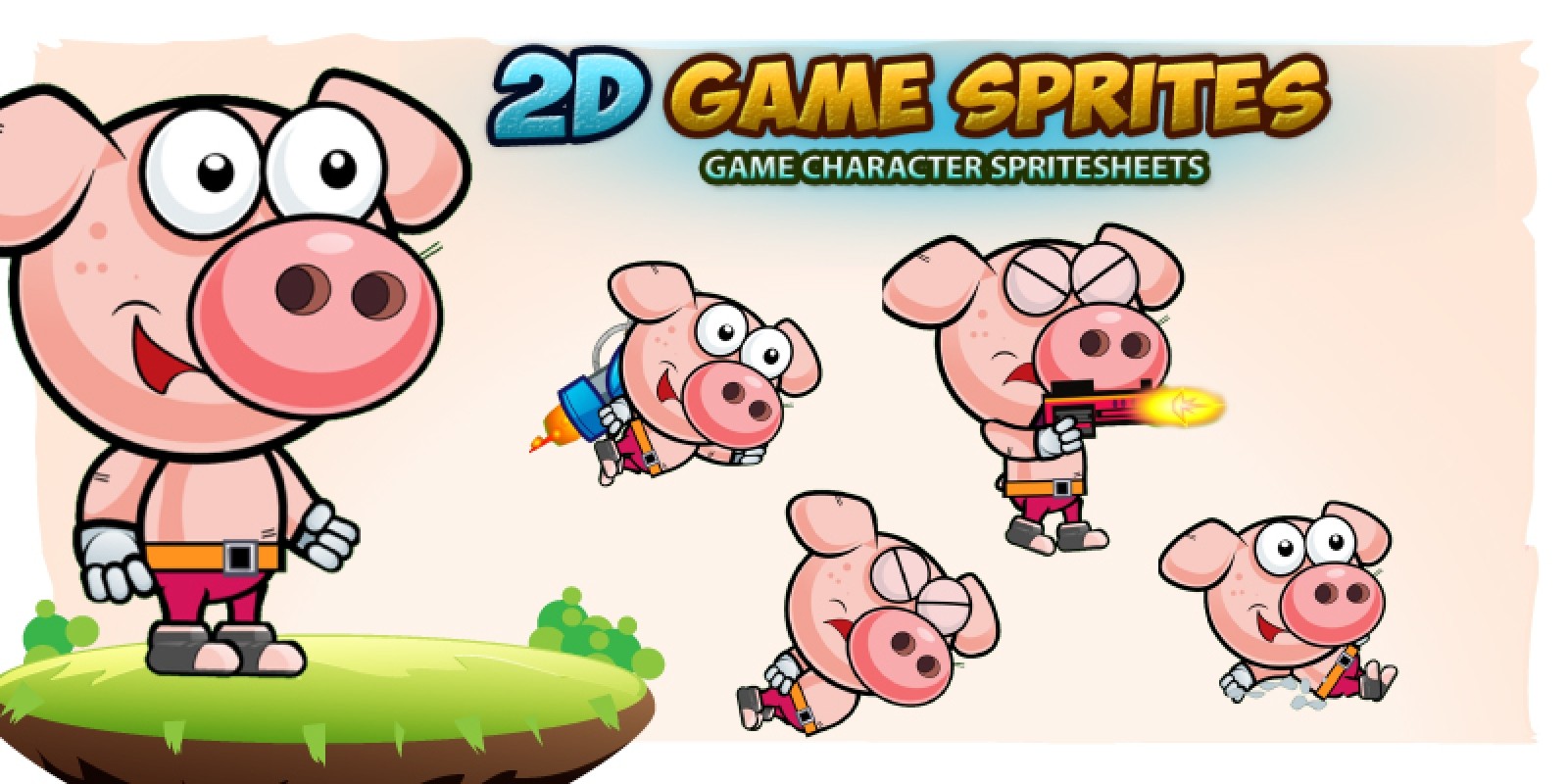 Piggy 2D Game Character Sprites
