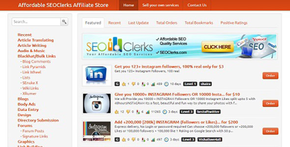SEOClerks Affiliate Store PHP Script by Murdock | Codester