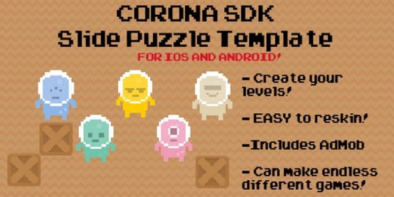 Slide Puzzle Corona App Template with AdMob