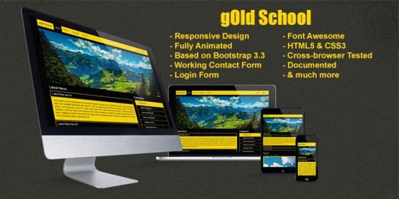 Gold School - Responsive  Bootstrap HTML Template