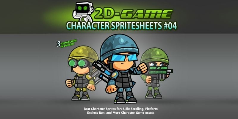 Soldiers 2D Game Character SpriteSheets 04
