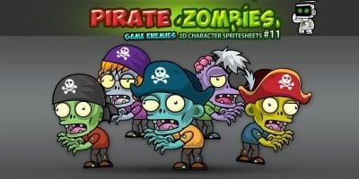 Pirate Zombies 2D Game Character Sprites 11