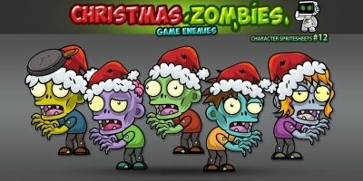 Christmas Zombies  2D Game Character Sprites 12