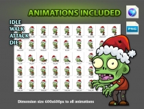 Christmas Zombies  2D Game Character Sprites 12 Screenshot 4
