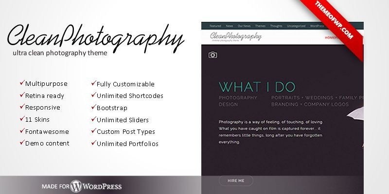 CleanPhotography - Wordpress Photography Theme
