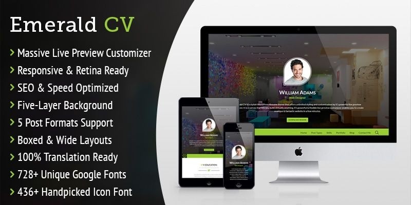 Emerald CV - WordPress Resume Theme