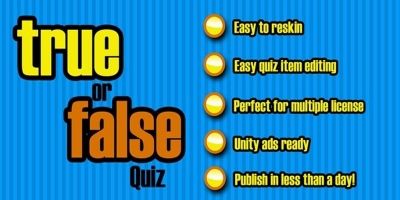 True Or False Quiz - Unity Game Source Code