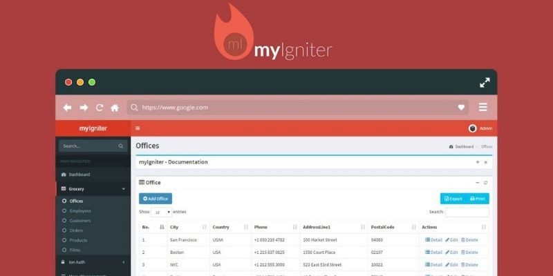 myIgniter - Admin CRUD  and Page Generator