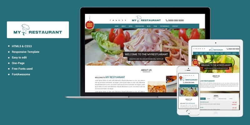MyRestaurant - OnePage HTML Template