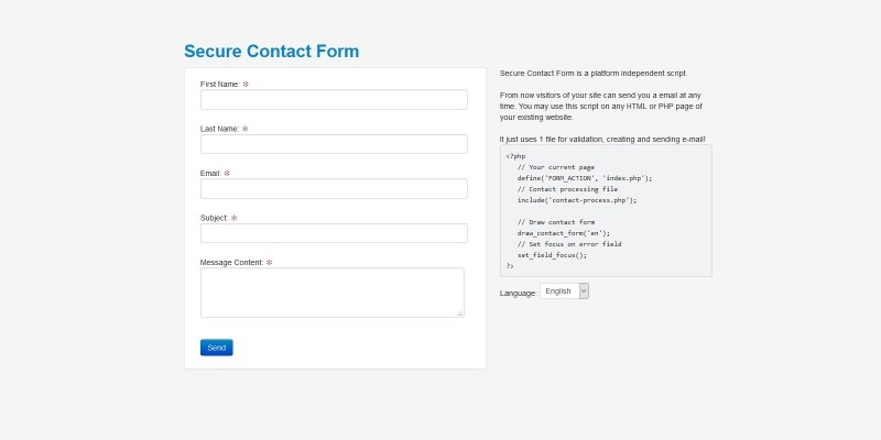 Secure Contact Form PHP Script