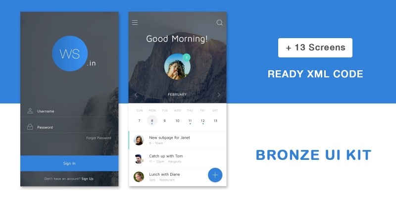 Bronze UI Kit - Android Studio UI Kit